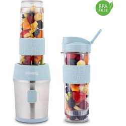 H.Koenig Mini Blender/Smoothie/Mixeur SMOO16 – 570mL, 300W, 4 Lames Inox, Sans BPA, 2 Bouteilles portables avec couvercles de vo