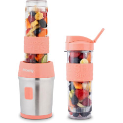 H.Koenig Mini Blender/Smoothie/Mixeur SMOO10 – 570mL, 300W, 4 Lames Inox, Sans BPA, 2 Bouteilles portables avec couvercles de vo
