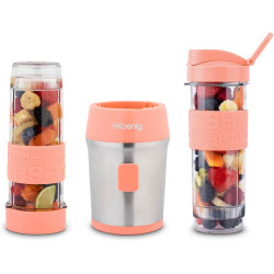 H.Koenig Mini Blender/Smoothie/Mixeur SMOO10 – 570mL, 300W, 4 Lames Inox, Sans BPA, 2 Bouteilles portables avec couvercles de vo