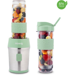 H.Koenig Mini Blender/Smoothie/Mixeur SMOO18 – 570mL, 300W, 4 Lames Inox, Sans BPA, 2 Bouteilles portables avec couvercles de vo