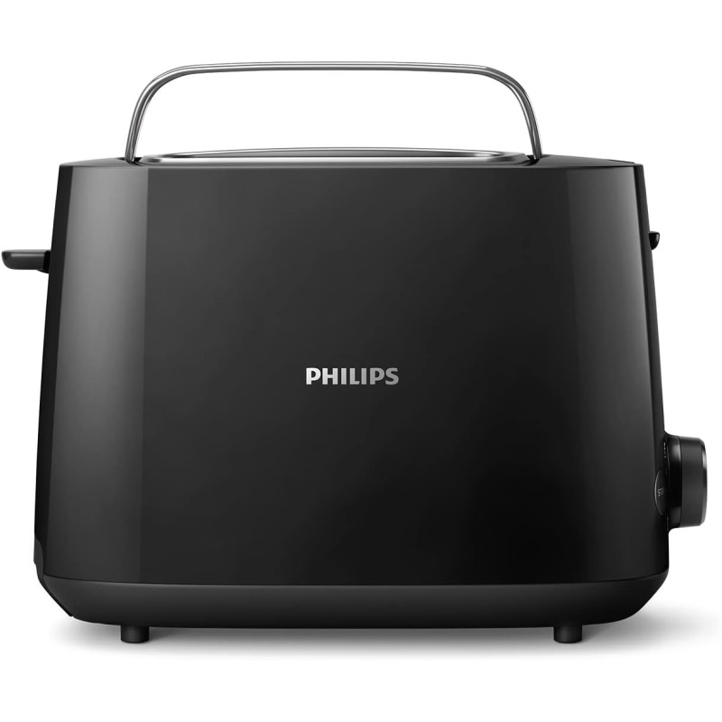 Philips Grille-pain Daily, 2 fentes larges, 8 réglages, 830W, Noir | Toaster avec réchauffe-viennoiseries, Décongélation & arrêt