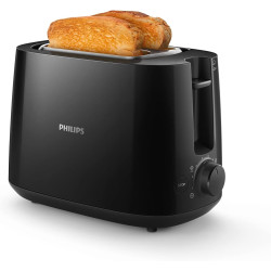 Philips Grille-pain Daily, 2 fentes larges, 8 réglages, 830W, Noir | Toaster avec réchauffe-viennoiseries, Décongélation & arrêt