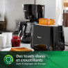 Philips Grille-pain Daily, 2 fentes larges, 8 réglages, 830W, Noir | Toaster avec réchauffe-viennoiseries, Décongélation & arrêt
