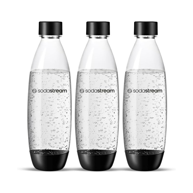 SodaStream Bouteilles fusionnées pour gazéificateur Source, Play, Power, Spirit, Fizzi, 1 litre, lot de 3 (3 x 1 L)