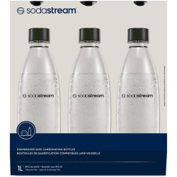 SodaStream Bouteilles fusionnées pour gazéificateur Source, Play, Power, Spirit, Fizzi, 1 litre, lot de 3 (3 x 1 L)
