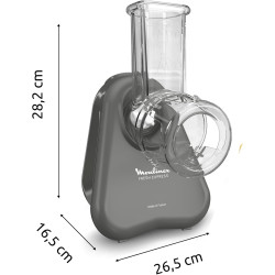 Moulinex - Fresh Express Découpe-légumes électrique 5 fonctions - Gris | Râpe à légumes avec système Twist breveté, service dire
