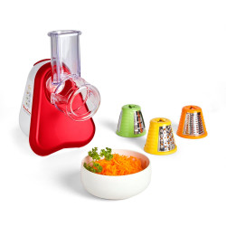 Moulinex - Fresh Express Découpe-légumes électrique 3 fonctions - Rouge | Râpe à légumes avec système Twist breveté, service dir