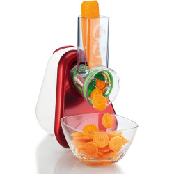 Moulinex - Fresh Express Découpe-légumes électrique 3 fonctions - Rouge | Râpe à légumes avec système Twist breveté, service dir