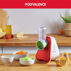 Moulinex - Fresh Express Découpe-légumes électrique 3 fonctions - Rouge | Râpe à légumes avec système Twist breveté, service dir