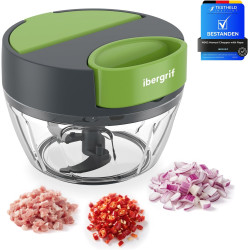 Ibergrif M502 Hachoir Manuel, Coupe Légumes avec Port d'Alimentation | Sans BPA, Couteaux en Acier Inoxydable, Facile à Nettoyer