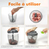Ibergrif M501-9 Hachoir Manuel 900 ml, Coupe Légumes à Corde | Lames en acier inoxydable, Palette mélangeuse, Base antidérapante