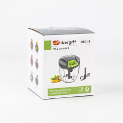 Ibergrif M501-9 Hachoir Manuel 900 ml, Coupe Légumes à Corde | Lames en acier inoxydable, Palette mélangeuse, Base antidérapante