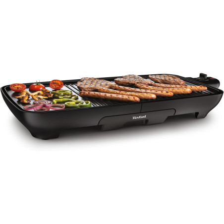 Tefal - Plancha Gril Malaga pour 6 à - Antiadhésif - 2000w - 8 personnes | Plancha électrique avec surface mixte gril - Cuisson 