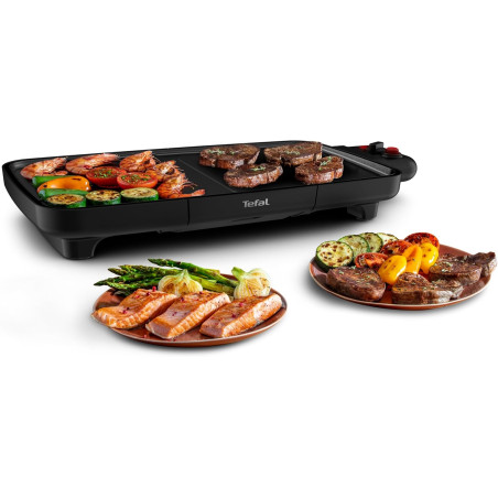 Tefal - Booster - Plancha électrique - 6 personnes - 2200W - Noir | Grill pour 6 à 8 personnes avec zone boost haute performance