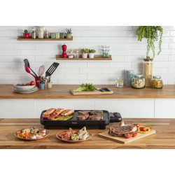 Tefal - Booster - Plancha électrique - 6 personnes - 2200W - Noir | Grill pour 6 à 8 personnes avec zone boost haute performance