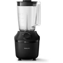 Philips Blender mixeur 3000 ProBlend, 450W, 1,9L + gourde nomade, Noir | 1 vitesse + Pulse, De la glace pilée simplement, Blende