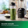 Philips Blender mixeur 3000 ProBlend, 450W, 1,9L + gourde nomade, Noir | 1 vitesse + Pulse, De la glace pilée simplement, Blende