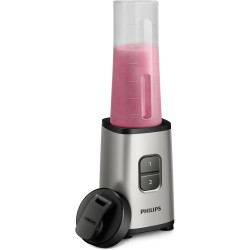 Philips Mini Blender mixeur To-Go, 350W, Gourde nomade 0,7L, Argenté | Lames en acier inoxydable, 2 vitesses, utilisation quotid