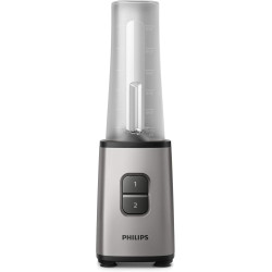 Philips Mini Blender mixeur To-Go, 350W, Gourde nomade 0,7L, Argenté | Lames en acier inoxydable, 2 vitesses, utilisation quotid