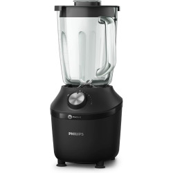 Philips Blender mixeur 3000 ProBlend, 600W, 2L + gourde nomade, Noir | 2 vitesses + Pulse, Glace pilée simplement, Blender smoot