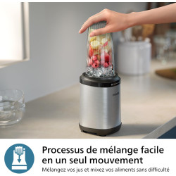 Philips Blender mixeur 5000 ProBlend Plus, 800W, 0,7L, Inox | Mixez en 1 mouvement, 6 lames tranchantes & détachables, Design co
