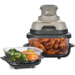Ninja CRISPi Air Fryer Design Compact 4 en 1, bols 3,8 ou 1,4L FN101EUSTGD | Bols interchangeables en Verre avec Couvercles, Cap