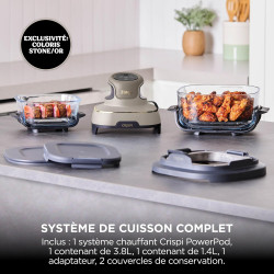 Ninja CRISPi Air Fryer Design Compact 4 en 1, bols 3,8 ou 1,4L FN101EUSTGD | Bols interchangeables en Verre avec Couvercles, Cap