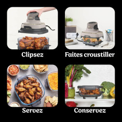 Ninja CRISPi Air Fryer Design Compact 4 en 1, bols 3,8 ou 1,4L FN101EUSTGD | Bols interchangeables en Verre avec Couvercles, Cap