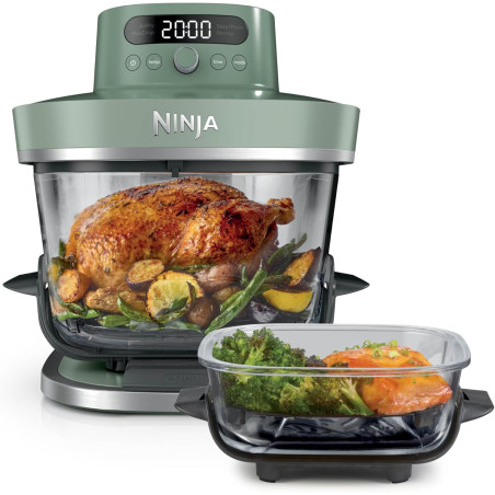 Ninja CRISPi PRO XL, Friteuse sans huile, bols 5,7l et 2,3l AS090EUGN | 5 modes de cuisson prédéfinis, avec contenants en verre 