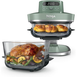 Ninja CRISPi PRO XL, Friteuse sans huile, bols 5,7l et 2,3l AS090EUGN | 5 modes de cuisson prédéfinis, avec contenants en verre 