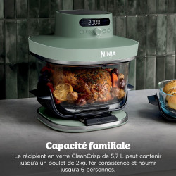 Ninja CRISPi PRO XL, Friteuse sans huile, bols 5,7l et 2,3l AS090EUGN | 5 modes de cuisson prédéfinis, avec contenants en verre 