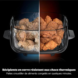 Ninja CRISPi PRO XL, Friteuse sans huile, bols 5,7l et 2,3l AS090EUGN | 5 modes de cuisson prédéfinis, avec contenants en verre 