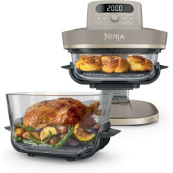Ninja CRISPi PRO XL, Friteuse sans huile, bols 5,7l et 2,3l AS090EUSD | 5 modes de cuisson prédéfinis, avec contenants en verre 