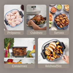 Ninja CRISPi PRO XL, Friteuse sans huile, bols 5,7l et 2,3l AS090EUSD | 5 modes de cuisson prédéfinis, avec contenants en verre 