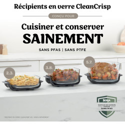 Ninja CRISPi PRO XL, Friteuse sans huile, bols 5,7l et 2,3l AS090EUSD | 5 modes de cuisson prédéfinis, avec contenants en verre 
