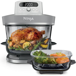 Ninja CRISPi PRO XL, Friteuse sans huile en verre, 5 modes de cuisson prédéfinis, avec contenants en verre CleanCrisp de 5,7 l e