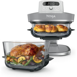 Ninja CRISPi PRO XL, Friteuse sans huile en verre, 5 modes de cuisson prédéfinis, avec contenants en verre CleanCrisp de 5,7 l e