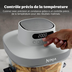 Ninja CRISPi PRO XL, Friteuse sans huile en verre, 5 modes de cuisson prédéfinis, avec contenants en verre CleanCrisp de 5,7 l e