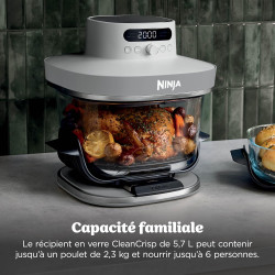 Ninja CRISPi PRO XL, Friteuse sans huile en verre, 5 modes de cuisson prédéfinis, avec contenants en verre CleanCrisp de 5,7 l e