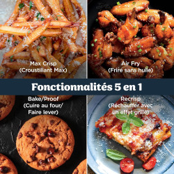 Ninja CRISPi PRO XL, Friteuse sans huile en verre, 5 modes de cuisson prédéfinis, avec contenants en verre CleanCrisp de 5,7 l e