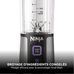 Ninja Blast Blender portable, 530 ml, couvercle résistant aux fuites et bec verseur, mini blender sans fil puissant, rechargeabl
