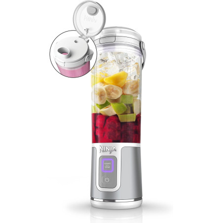 Ninja Blast Blender portable, 530 ml, couvercle résistant aux fuites et bec verseur, mini blender sans fil puissant, rechargeabl