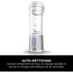 Ninja Blast Blender portable, 530 ml, couvercle résistant aux fuites et bec verseur, mini blender sans fil puissant, rechargeabl