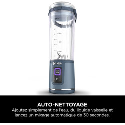 Ninja Blast Blender portable, 530 ml, couvercle résistant aux fuites et bec verseur, mini blender sans fil puissant, rechargeabl