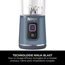 Ninja Blast Blender portable, 530 ml, couvercle résistant aux fuites et bec verseur, mini blender sans fil puissant, rechargeabl