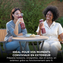 Ninja Blast Blender portable, 530 ml, couvercle résistant aux fuites et bec verseur, mini blender sans fil puissant, rechargeabl
