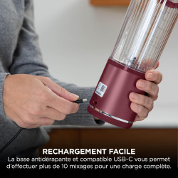 Ninja Blast Blender portable, 530 ml, couvercle résistant aux fuites et bec verseur, mini blender sans fil puissant, rechargeabl