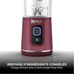 Ninja Blast Blender portable, 530 ml, couvercle résistant aux fuites et bec verseur, mini blender sans fil puissant, rechargeabl