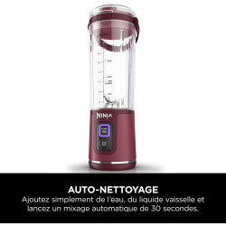Ninja Blast Blender portable, 530 ml, couvercle résistant aux fuites et bec verseur, mini blender sans fil puissant, rechargeabl