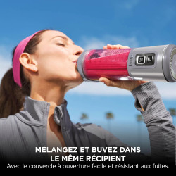 Ninja Blast Pack de 2 blenders portables de 530 ml, couvercle anti-fuite et bec verseur, sans fil, rechargeable, smoothies, shak